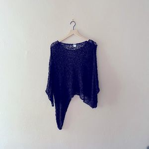 Van Klee black asymmetrical knit coverup sweater